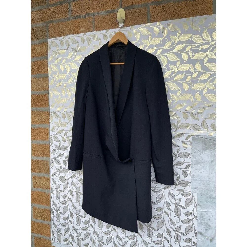 AllSaints Verne Draped Blazer Dress - Avant Garde Asymmetric - Black EU 36